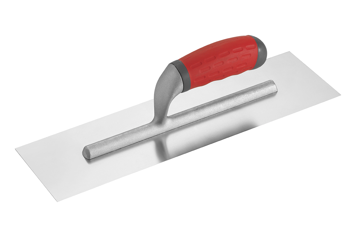 Bevelled stainless steel trowel